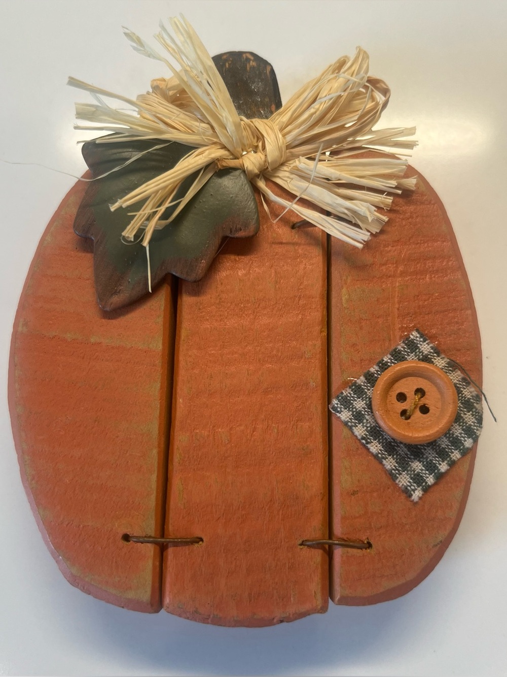 Rustic Wooden Pumpkin Accent - Orange